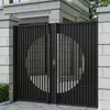 Puerta Artística Vertical de Aluminio Minimalista Moderna, Puerta Doble para Patio de Villa, Puerta de Reja de Aleación de Aluminio para Valla de Casa Autoconstruida