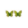 Clip para Oreja de Mariposa de Cristal con Degradado Verde Pequeños Aretes Dulces Elegantes de Chanel Plato para Incienso de Mosquitos Aretes de Mariposa