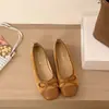 Sapatilhas Estilo Francês com Salto Escondido e Laço para Mulheres, Novo Modelo 2026, Bico Quadrado, Boca Rasa, Mocassins Inspirados na Chanel