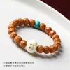 Pulsera de Queso con Cabeza de Mono Tallada con Corazón de Marfil Nogal Pequeño Círculo Único Pulsera de Cuentas Budistas para Hombres para Mujeres