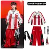 Ropa de Street Dance para Niños Ropa Fresca y Moderna Rayas Rojas 03 Ropa de Presentación Conjunto para Niños hiphop Ropa de Presentación para Niñas