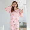 Pijama para Mãe Jovem, Roupas de Casa Casuais Femininas de Manga Longa que Rejuvenescem, Pequenos Conjuntos Finos de Celebridade da Internet Casuais para Primavera, Outono e Verão