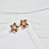 Brincos Femininos em Forma de Pétala com Pérolas de Água Doce Feitas à Mão com Cristal de Aventurina Zircônio de Cobre Femininos Elegantes
