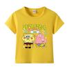 Roupas infantis Bob Esponja para meninos e meninas, camiseta de algodão de verão infantil de manga curta, blusa solta e respirável, geração de cabelo da maré