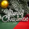 Decoración para Pastel Árbol de Navidad 2025 con Deseos, Figura Tridimensional de Santa Claus, Vela de Estrella de Cinco Puntas, Lazo, Adorno para Insertar