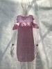 Vestido Nuevo Europeo y Americano de Punto Amazon Explosiones Cuello Redondo Hombro con Volantes Manga Mariposa Vestido a Rayas