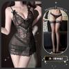 Lencería Sexy Comercio Exterior Transfronterizo Europeo y Americano Camisola Sexy Malla de Encaje Set Bordado Qqny Ropa de Dormir Tentación