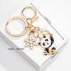 Chaveiro Pingente de Metal com Gotejamento de Óleo de Panda Transfronteiriço Menina Fofa Decoração de Chaveiro de Bolsa Atacado Verão Transfronteiriço