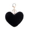 Llavero de bola de pelo de amor arcoíris corazón de durazno felpa accesorios para coche leopardo pareja colgante de corazón fabricantes mayoreo