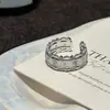 Anillo de Plata de Ley S925 Estilo Palacio Encaje Diseño de Nicho Simple Estilo Mediados de Siglo Vintage Tallado Anillo Abierto