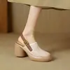 Sandalias de Plataforma con Suela Gruesa, Huecos y Tacón Grueso para Mujer, Verano 2024, Punta Redonda, Tira Única, Talón Abierto, Calzado Estilo Romano