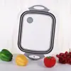 Tábua de Corte Dobrável 3 em 1 com 90% de Desconto, Bacia para Lavar Legumes, Cesta de Frutas, Tábua de Corte para Acampamento, Tábua de Corte Portátil de Plástico, Bacia para Lavar Legumes