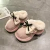 Zapatillas cálidas y mullidas para mujer, nuevas y versátiles, de moda, para otoño e invierno 2026, zapatillas de algodón, lindas, forradas de felpa con detalle de lazo