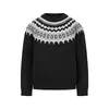 Suéter Tricô Gola Redonda Estilo Fair Isle Retrô Americano para Homens, Estilo Preguiçoso de Outono, Camisa Base Interna Macia e Aconchegante de Alta Qualidade