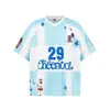 Camiseta Casual Loose Estilo Esportivo com Estampa de Desenho em Malha Retro Americana para Homens e Mulheres Marca Tendência 2026 para Casais