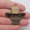50x48mm 14.4g Pingente acessório DIY de liga metálica multicolorido, pingente de caveira com chapéu