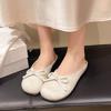 Chinelos Meio Baotou de Laço com Sola Macia para Mulher Verão 2025 Novo Estilo Sapatos de Saia Chinelos Rasteirinhas Tamanho Grande