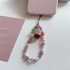 Nova Corrente de Celular para Meninas com Pingente de Rosa Retrô e Contas Feitas à Mão Pingente de Câmera CCD