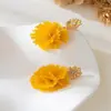 2025 Novo Venda Quente Transfronteiriça Joias Europeias e Americanas Atacado Tecido da Moda Flor Amarela Brincos Elegantes e Brincos para Mulheres