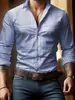 Camisa masculina de manga longa para comércio exterior transfronteiriço com estampa digital xadrez de bolinhas casual business com colarinho