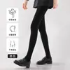 Leggings grises para mujer, finos de verano, se pueden usar afuera, pantimedias, para combinar con faldas, lana, primavera y otoño, compresión, rayas verticales, adelgazantes, gruesos, negro