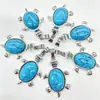 Venta al por mayor del fabricante Colgante de collar de aleación con forma de tortuga de piedra natural, cristal, ágata, gema Accesorios ecológicos más vendidos en Europa y América