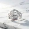Tong Lin Europa y Estados Unidos moda transfronteriza nuevo s925 plata esterlina chapado oro 18K circón anillo de diamantes anillo de tres piezas para mujer