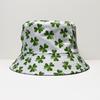 Sombrero de pescador de doble cara con estampado de trébol de cuatro hojas, moderno, combinable con todo, pequeño para hombre y mujer.