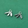 Colgante de pluma de plata esterlina S925, colgante pequeño deslizante, material para accesorios de plata, cuerda de hilo para pulsera DIY con texto.