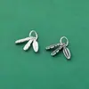 Colgante de Pluma de Plata de Ley S925 Colgante Pequeño Pulsera DIY Pulsera Cuerda Trenzada Accesorios de Plata Material