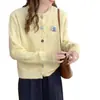 Casaco Suéter de Lã com Bolinhas Coloridas para Mulheres, Outono/Inverno 2026 Novo Estilo Casual Solto Malha Casaco Feminino Tendência