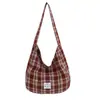 Bolso de Hombro a Cuadros Elegante y de Moda para Mujer 2025 Otoño Nuevo Bolso de Lona Gran Capacidad Informal Bolso Dumpling Bolso Cruzado