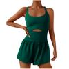 Europa y Estados Unidos Amazon transfronterizo para mujer hermoso espalda descubierta tirantes mono ajustado yoga deportivo mono corto
