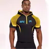 Camiseta con Capucha para Hombre de Fitness de Co-Marca UFC, Alta Elasticidad, Secado Rápido, Adelgazante, para Gimnasio, Entrenamiento de Levantamiento de Pesas y Carrera, Manga Larga