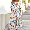 2026 Venda Quente Transfronteiriça Amazon Vestido Casual de Verão Feminino com Gola Redonda, Estampa Floral, Estilo Elegante e Bolsos