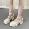 Zapatos Mary Jane Bajos Estilo Hada para Mujer, Colección Otoño-Verano 2026, Tacón Alto Grueso con Lazo y Suela Gruesa, Adecuados para Combinar con Faldas