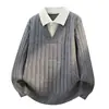 2026 Nuevo Jersey de Punto Falso de Dos Piezas Transfronterizo Otoño/Invierno para Hombre con Cuello de Solapa, Tallas Grandes Moda Casual de Punto