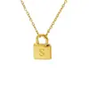 Collar con Candado de Acero de Titanio que No se Desvanece, Letra, para Mujer, Cadena de Clavícula de Lujo Ligero, Colgante de Moda Europea y Americana Tendencia, Joyería de Acero Inoxidable