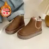 Botas Gruesas Cálidas Forradas de Polar Invierno 2025 Botas de Nieve para Niños Zapatos de Algodón Chimenea para Niños y Niñas Pequeños y Medianos Botines