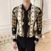 Camisa masculina de luxo de manga comprida Four Seasons Stocking Nightclub Light, estilo japonês britânico de Hong Kong, estilo celebridade da Internet, 007-P55