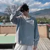 Moletom de manga comprida, estilo americano, gola redonda, sem capuz, espessado, da moda, para primavera, outono e inverno, com estampa de letras e forro de fleece, adequado para estudantes