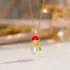 Europeu e Americano Transfronteiriço Novo Papai Noel Árvore de Natal Microincrustado Esmalte Gotejado Colar Meninas Natal Outono e Inverno Corrente da Clavícula