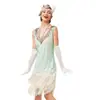 Dropshipping Novo Vestido Sexy de Gola V Feminino Europeu e Americano Anos 1920 Retro Lantejoula Franja Vestido de Banquete de Noite