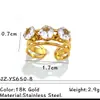 Anillos de Acero Inoxidable con Circonitas Estilo Europeo y Americano con Diseño de Línea, Sensación de Alta Gama, Apilables, Anillos Abiertos de Acero de Titanio de Alta Gama Que No Se Desvanecen