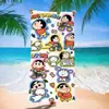 Toalha de banho de secagem rápida infantil de grandes dimensões Giz de cera Pequena nova toalha de praia Microfibra Velo de dupla face Toalha de praia com impressão digital