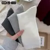 Meias femininas cinzas de cano médio para primavera e outono, meias largas estilo Miu de algodão puro, meias longas versáteis estilo coreano ins para o verão