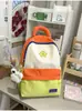 Nova Mochila Escolar Feminina Estilo Coreano Mochila Fofa Color Block de Desenho Animado Mochila de Grande Capacidade Alta Aparência Mochila com Redução de Carga