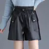 Cintura Elástica Casual Versátil de Pierna Ancha en A Pantalones de Mujer 2026 Otoño/Invierno Nuevos Negros Adelgazantes Versátiles Pantalones de Piel PU