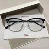 Nuevos Lentes Retro con Montura de Ceja para Hombres y Mujeres, Modernos Lentes Terminados sin Graduación de Media Montura Anti Luz Azul con Estilo Nacional