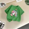 Camisetas Infantis de Manga Curta e Gola Redonda Estilo Novo 2026, Tops Tendência de Algodão com Estampa de Desenho Animado, Moda Infantil de Manga Meia